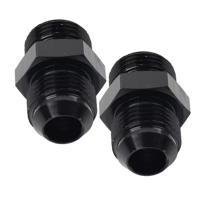 2 x Black Aluminum AN10 Flare to 6AN ORB Male Fitting Adapter for Universal
