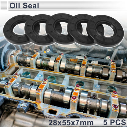 Oil Seal 28x55x7mm Nitrile Rubber Black 5 Pcs for Make Model