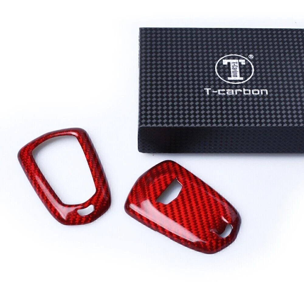 Key Cover Case for 2015-2023 Cadillac ATS CTS CT6 Carbon Fiber Red (2015-2023)
