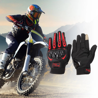L / 1 Pair / Glove Breathable Full Finger Nylon Outdoor Red for Motorcycle