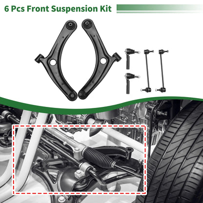 6 Pc Front Lower Control Arms for Jeep Compass (2007-2014)