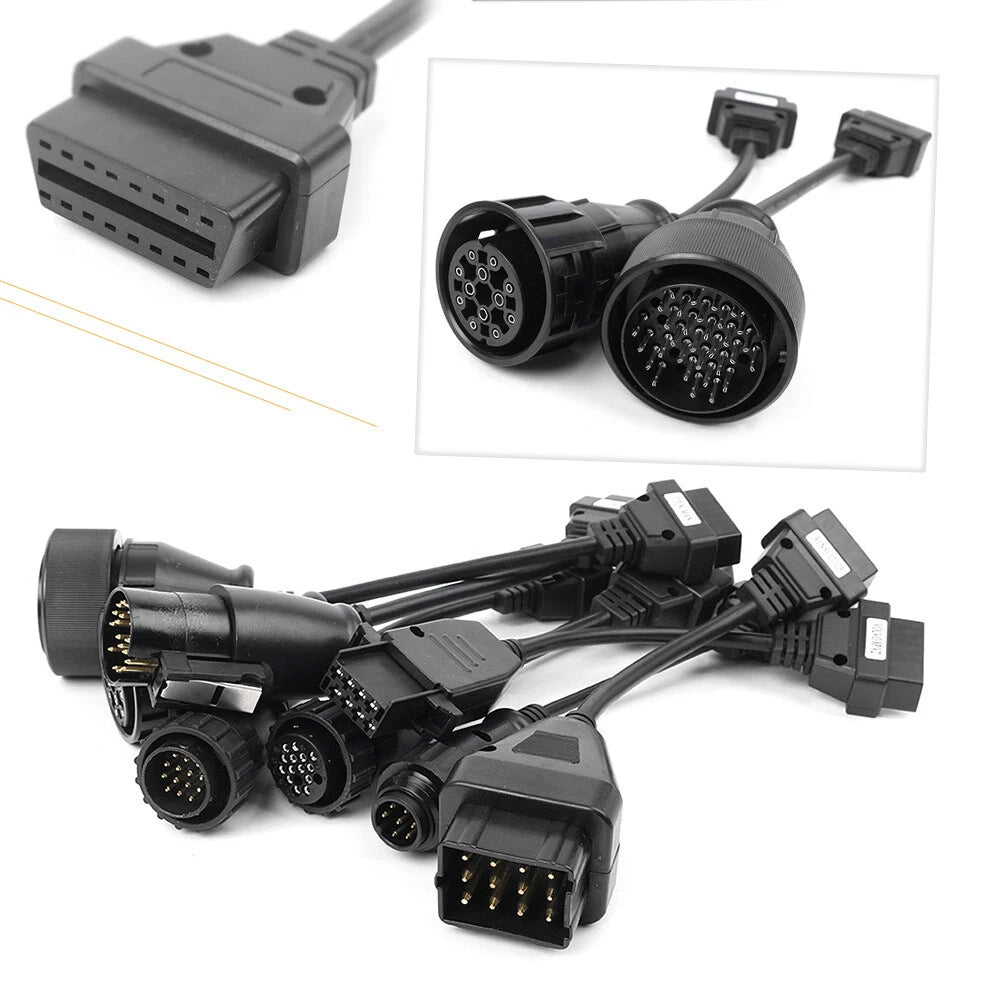 8PCS OBD2 Pro Car Diagnostic Tool Adapter Connectors for Trucks