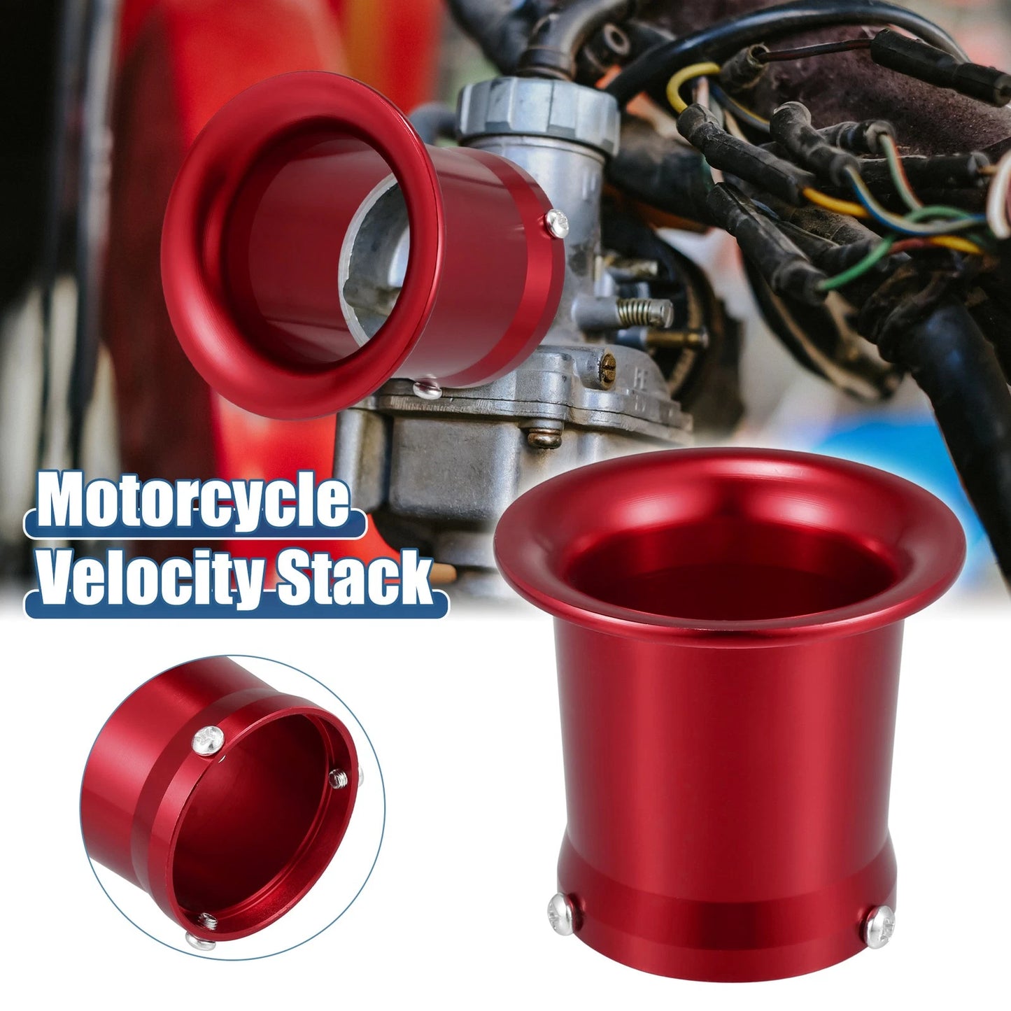 55mm Velocity Stack Carb Air Filter Funnel Trumpet Red for Motorcycle