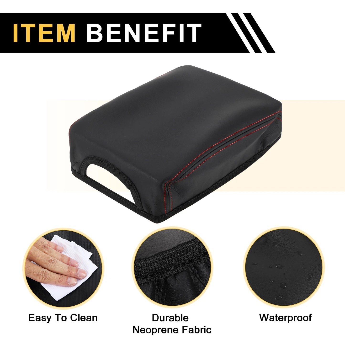 Center Console Lid Armrest Cover for Toyota Tacoma (2016-2020) Anti-Scratch Black