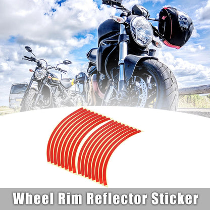 16pcs 12" Wheel Rim Sticker Reflective Strips Red for Motorcycle Car Bike