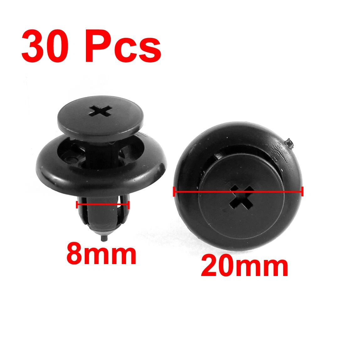 30 Pcs Black Push-in Fastener Rivets Clips 8mm for Mazda