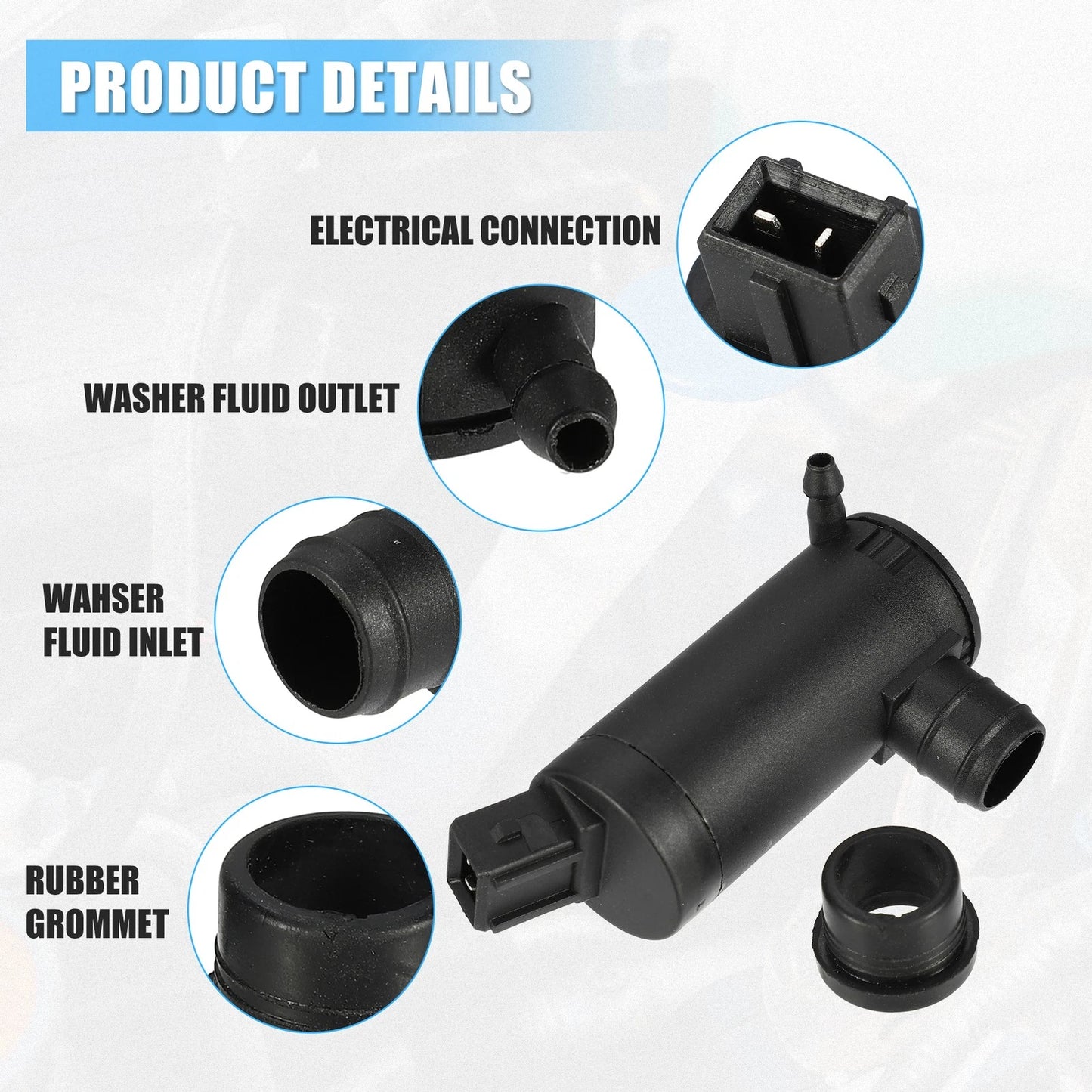 Windshield Washer Motor Pump for Ford Sierra  - Black 1 x Unit