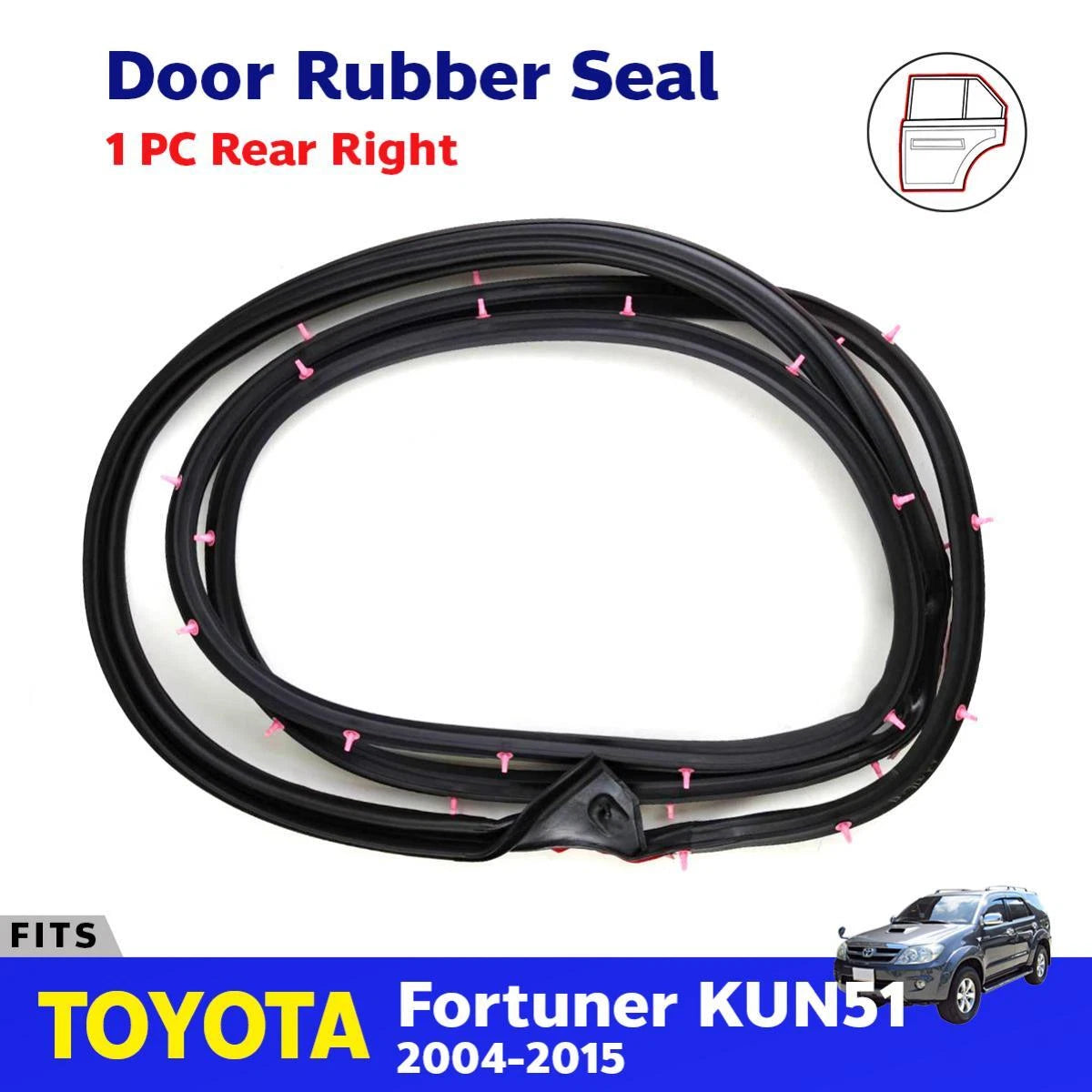 Door Rubber Seal Weatherstrip Rear RH Fits Toyota Fortuner KUN51 SUV 2004-15 D05