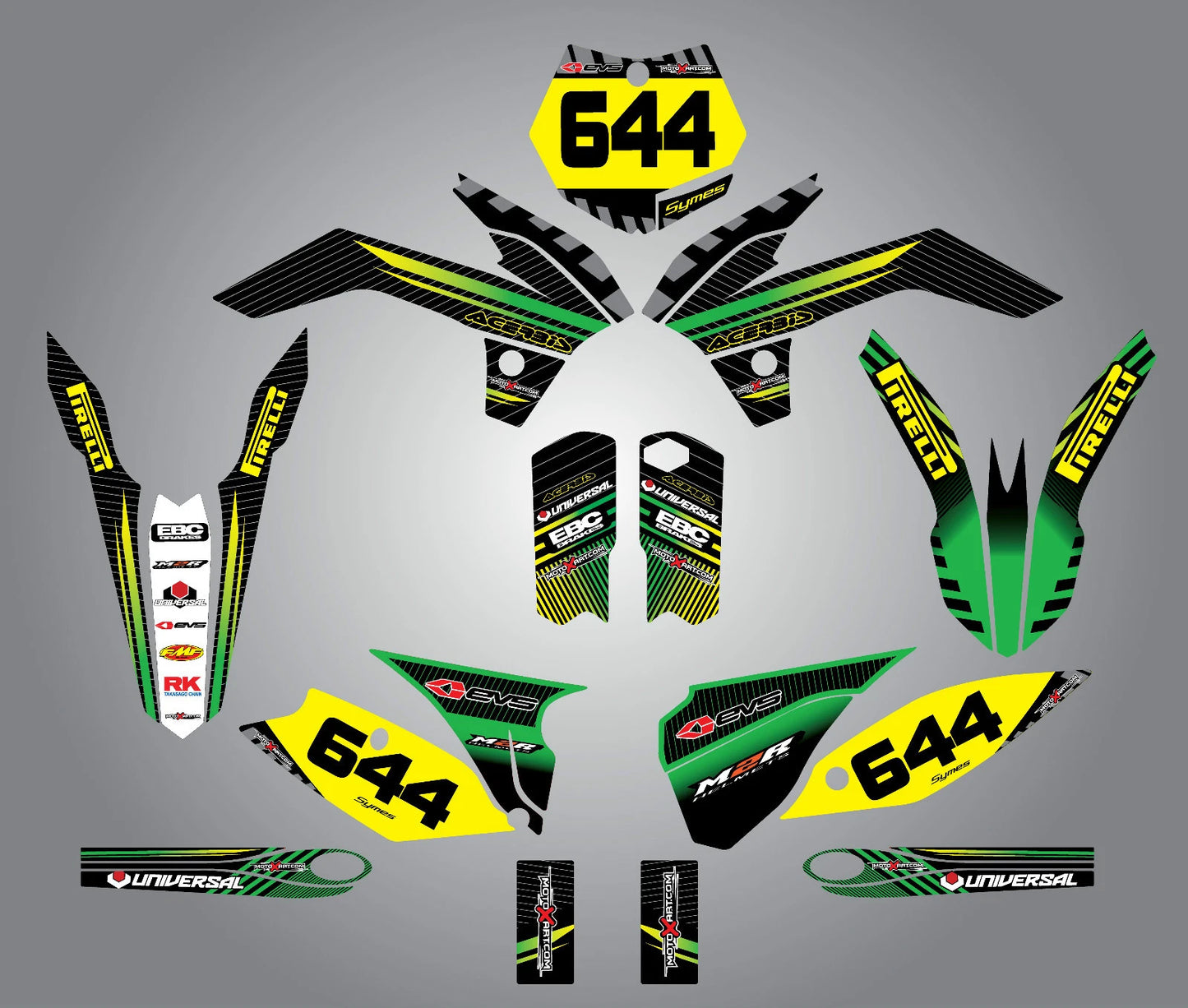 Kawasaki KXF 250 Full Custom Graphic Kit for 2004-2005