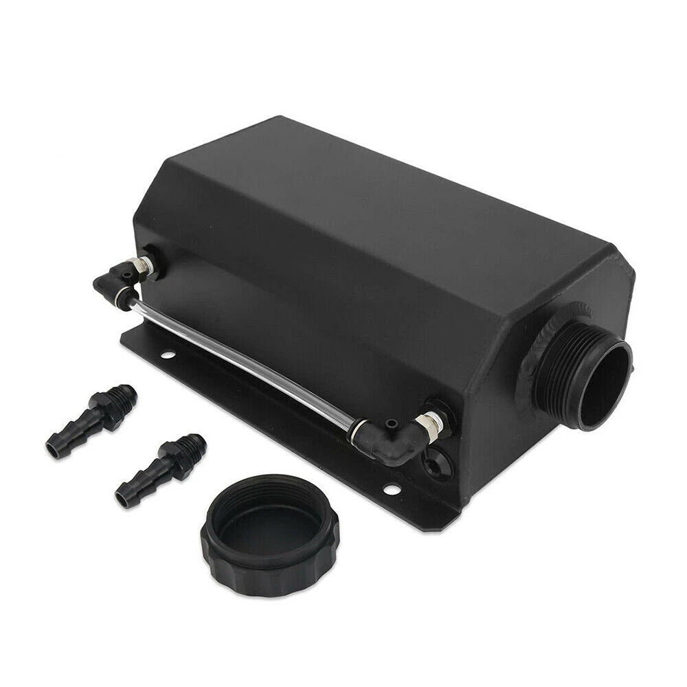 2L Aluminum Black Coolant Radiator Overflow Tank for Universal Vehicles