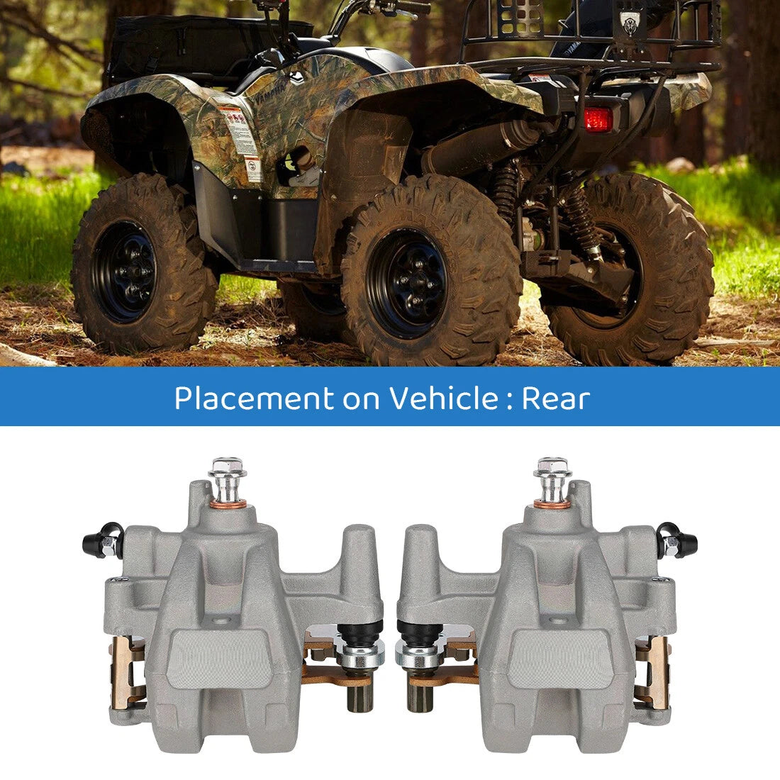 Rear Left Right Brake Caliper & Pads for Yamaha Grizzly 700 (2007–2018)