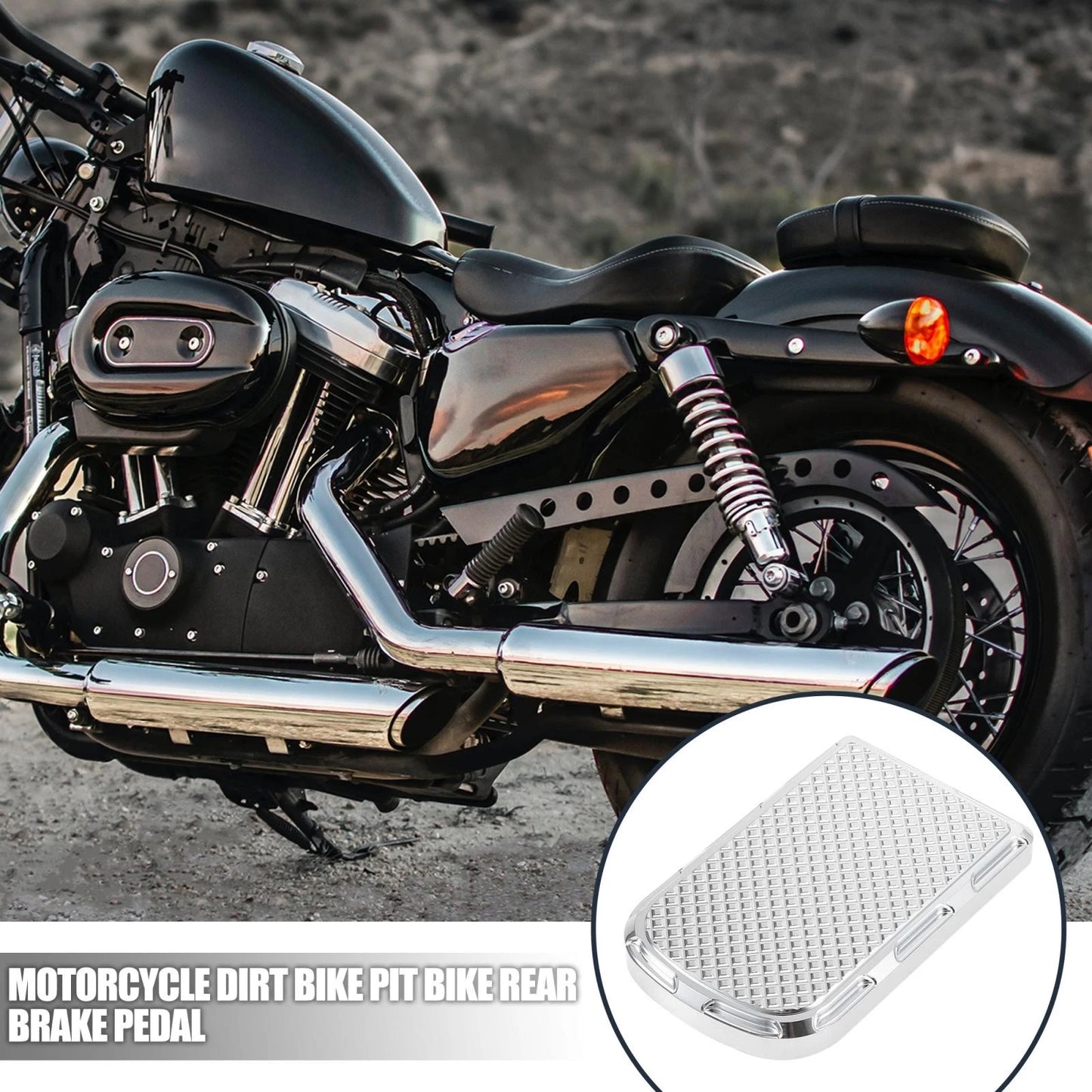 Rear Brake Pedal Step Plate Silver Tone for Harley