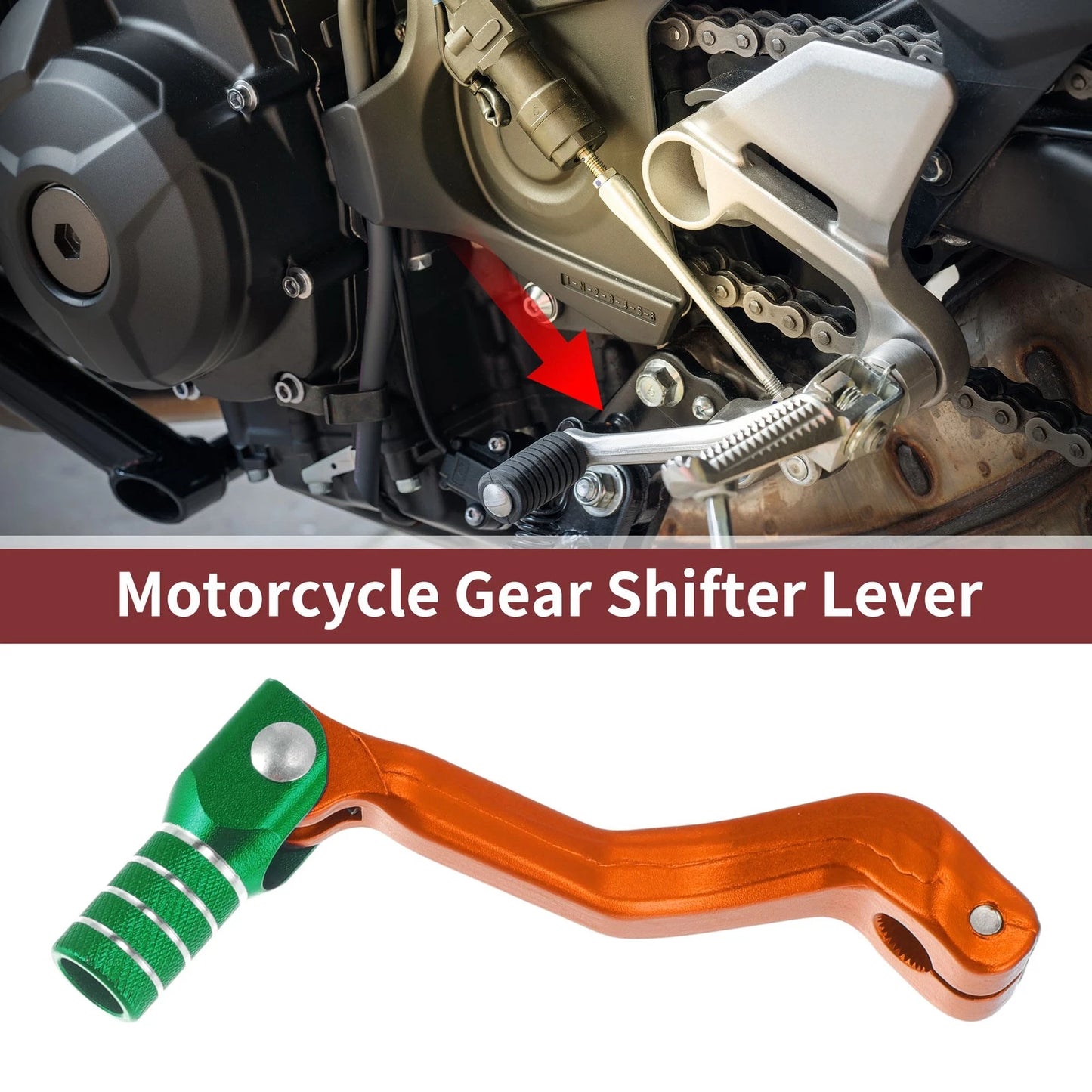 Folding Motorcycle Gear Shifter Lever for Kayo T2 Orange Green Silver Tone