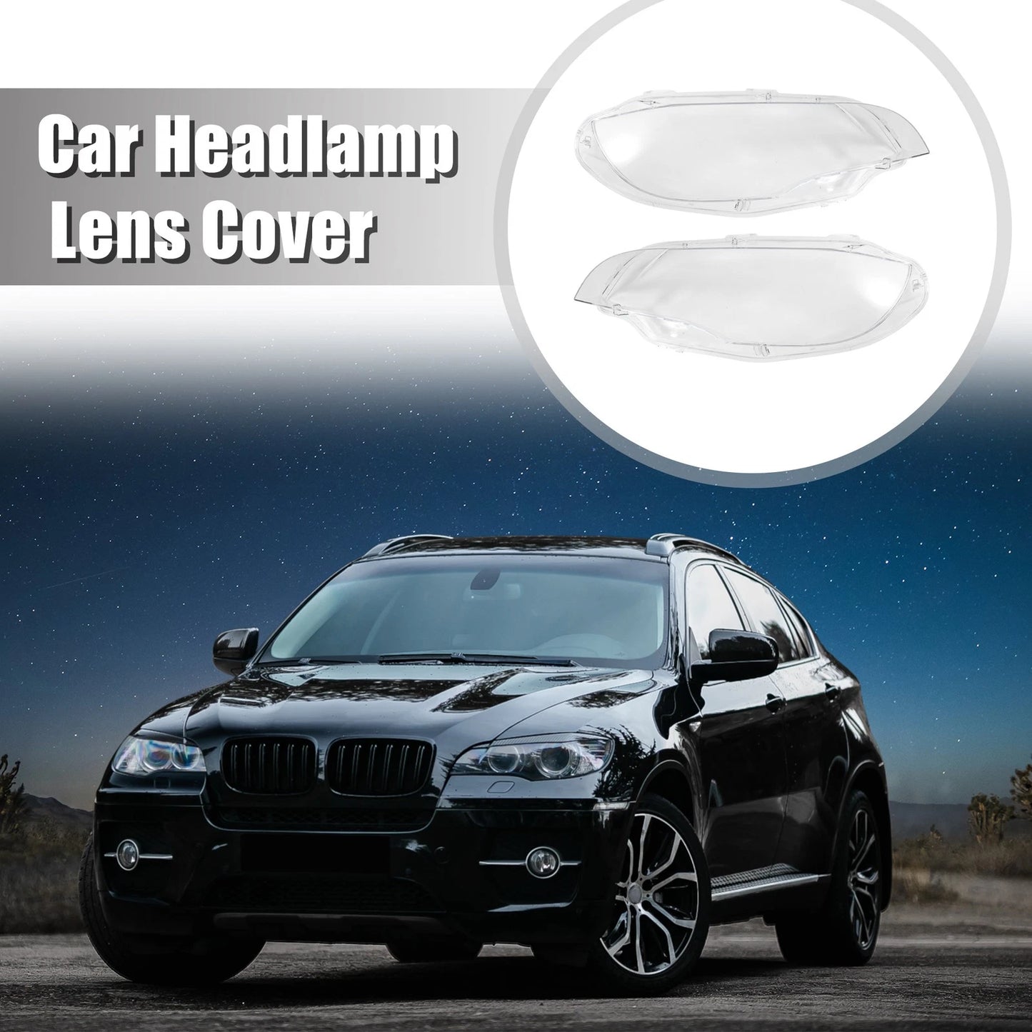 Car Front Headlight Lens Cover for BMW E71 X6 2008-2014 - 2 x Caps