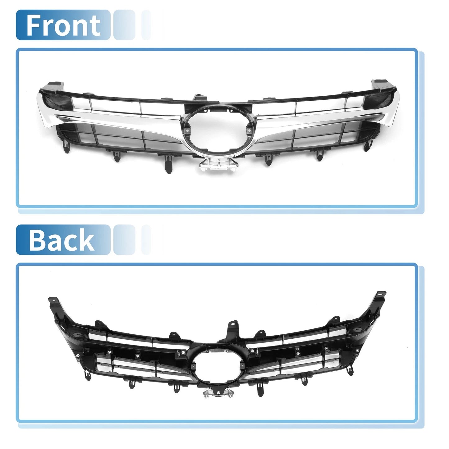 Front Bonnet Bumper Grille for Toyota Camry (2015) - Chrome Silver Black