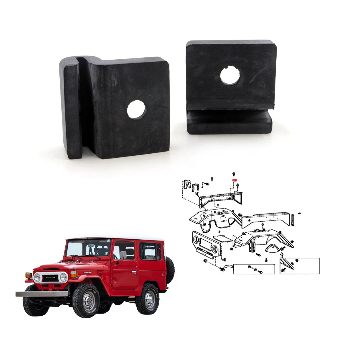 Fender to BonnetBumper for Toyota Land Cruiser BJ43 BJ46 FJ40 FJ45 HJ45 1974-1984
