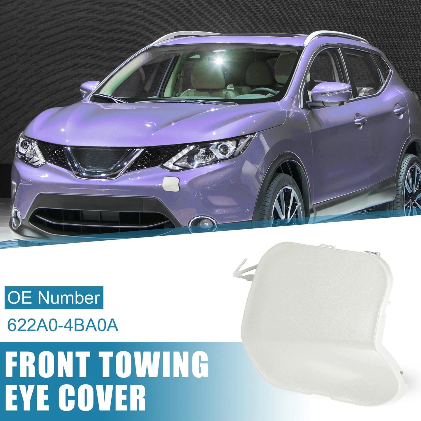 Front Bumper Tow Hook Cover for Nissan Rogue (2014-2016) White