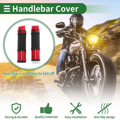 7/8" 22mm Hand Grips Rubber Red for Motorcycle