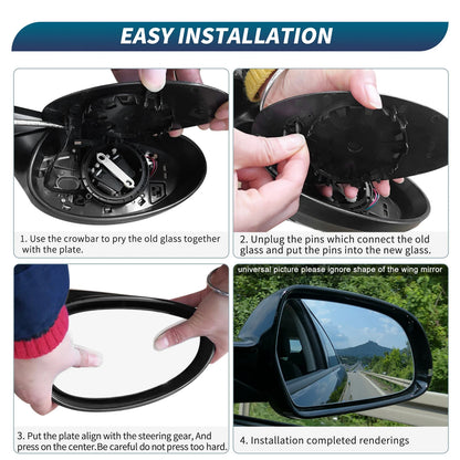 Left Side Wing Mirror Glass for Fiat Ducato, Citroen Jumper (2006-2023)