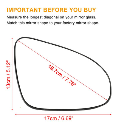 Right Side Heated Mirror Glass for Toyota Yaris (2010-2012)