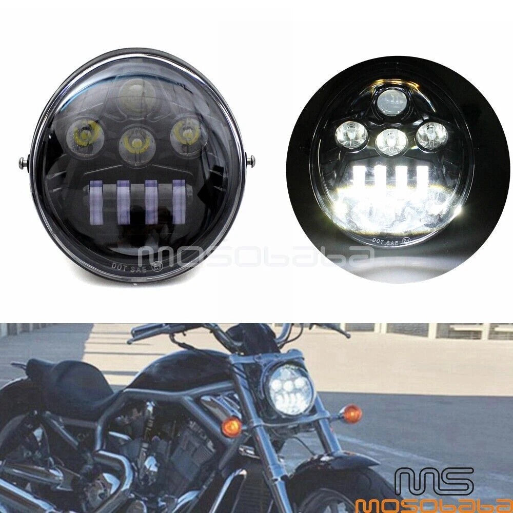 DOT LED Headlight w/ DRL for Harley VRSC VRSCA VRSCAW VRSB VRSF (2002-2023)