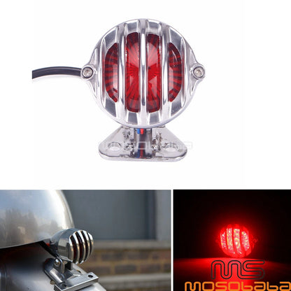 Finned Grill Tail Light w/ Bracket for Harley Honda Yamaha Suzuki