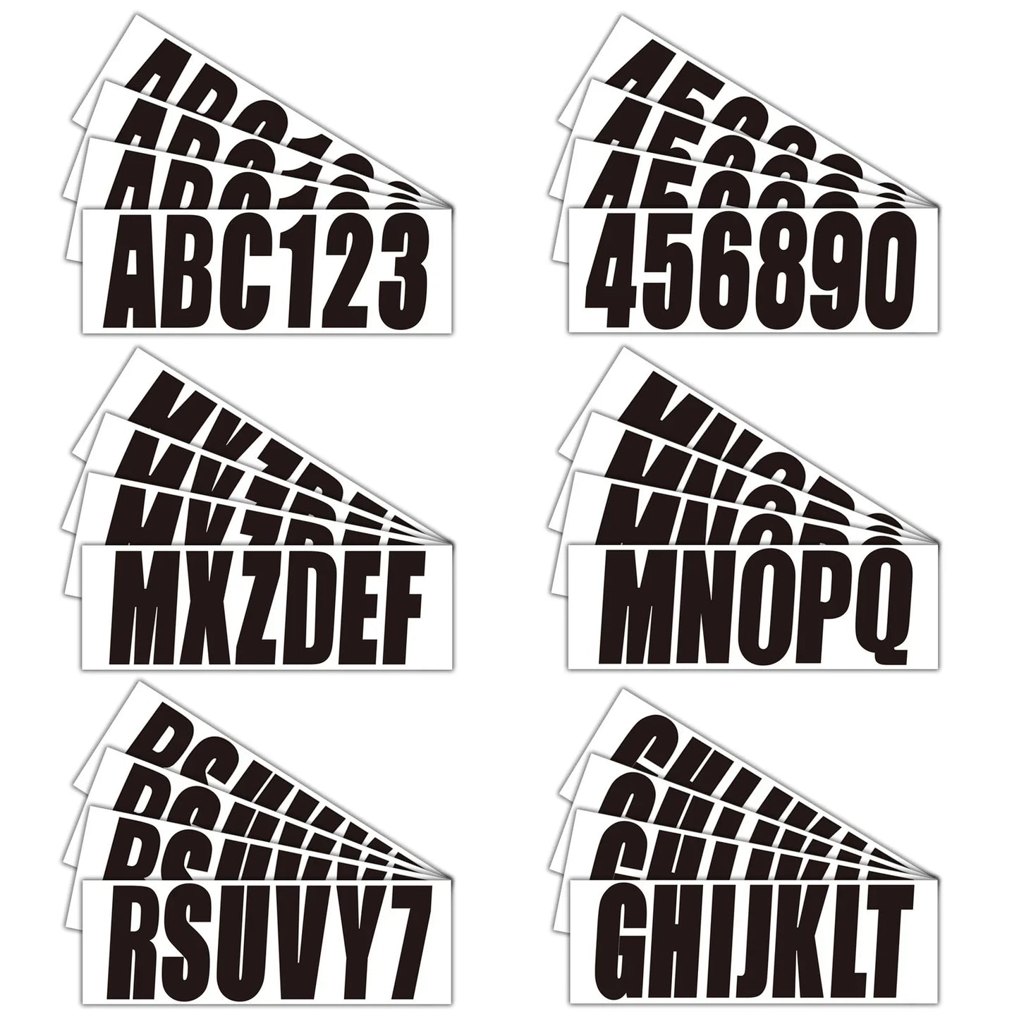 Black Boat Registration Numbers & Letters (4 Sets) Marine Vinyl Decals