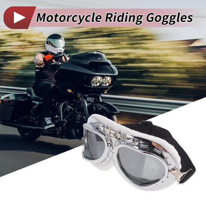 Motorcycle Riding Goggles Deep Gray Lens White Frame PC PU Sponge for Motorcycle