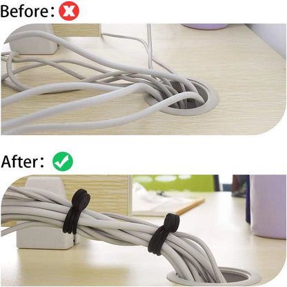 20 x Reusable Silicone Magnetic Twist Ties for Organizing - Black