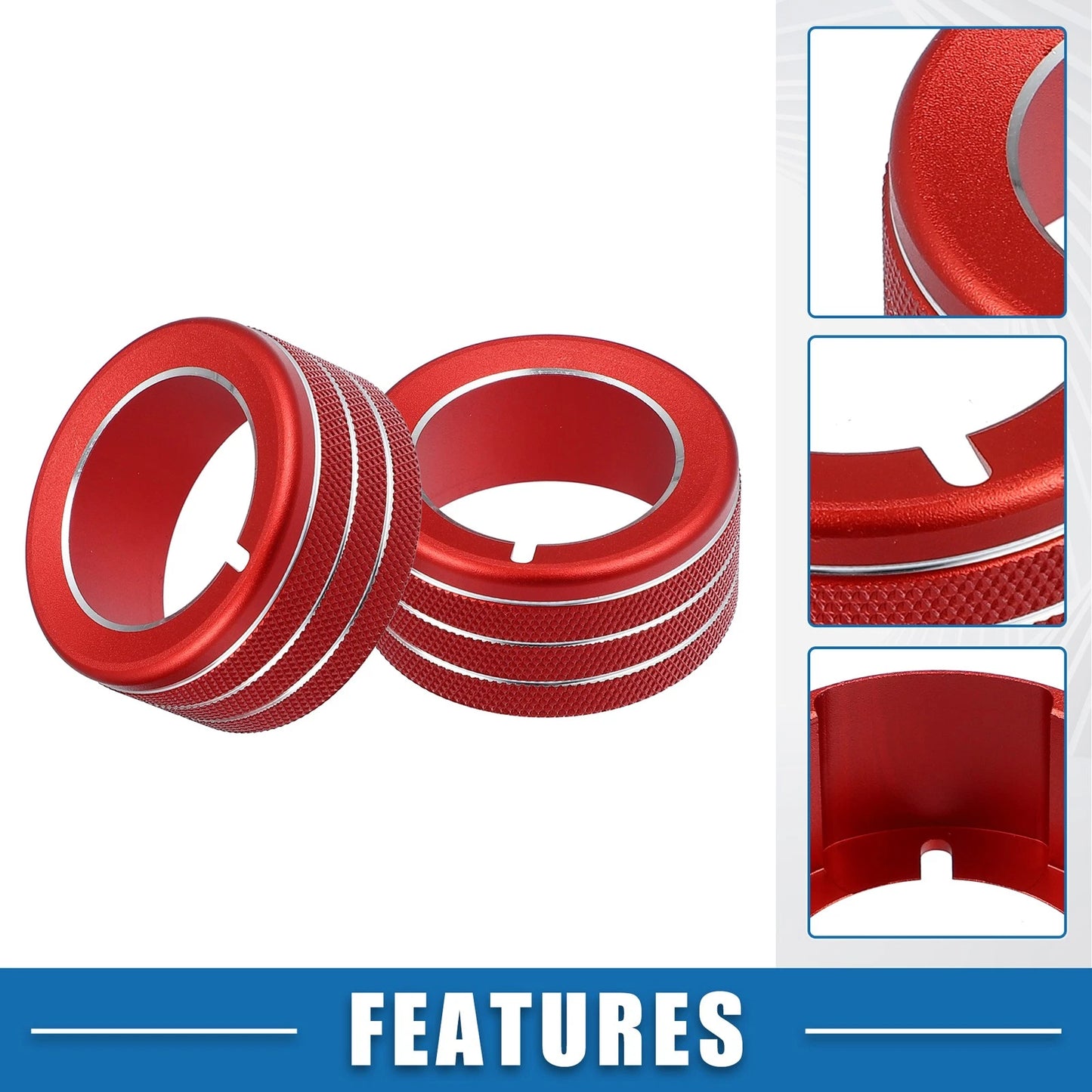 AC Button Ring Knob Cover Trim for Toyota 4Runner (2010-2020) - 3 x Red