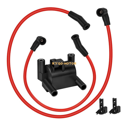 2 x Ignition Coils + Wires w Spark Plug Cap for FXDB Street Bob (2012–2017)