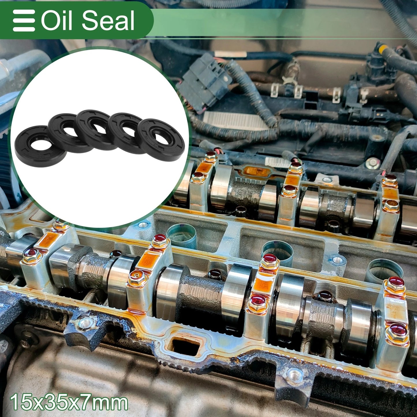Oil Seal 15x35x7mm Black 5 pcs