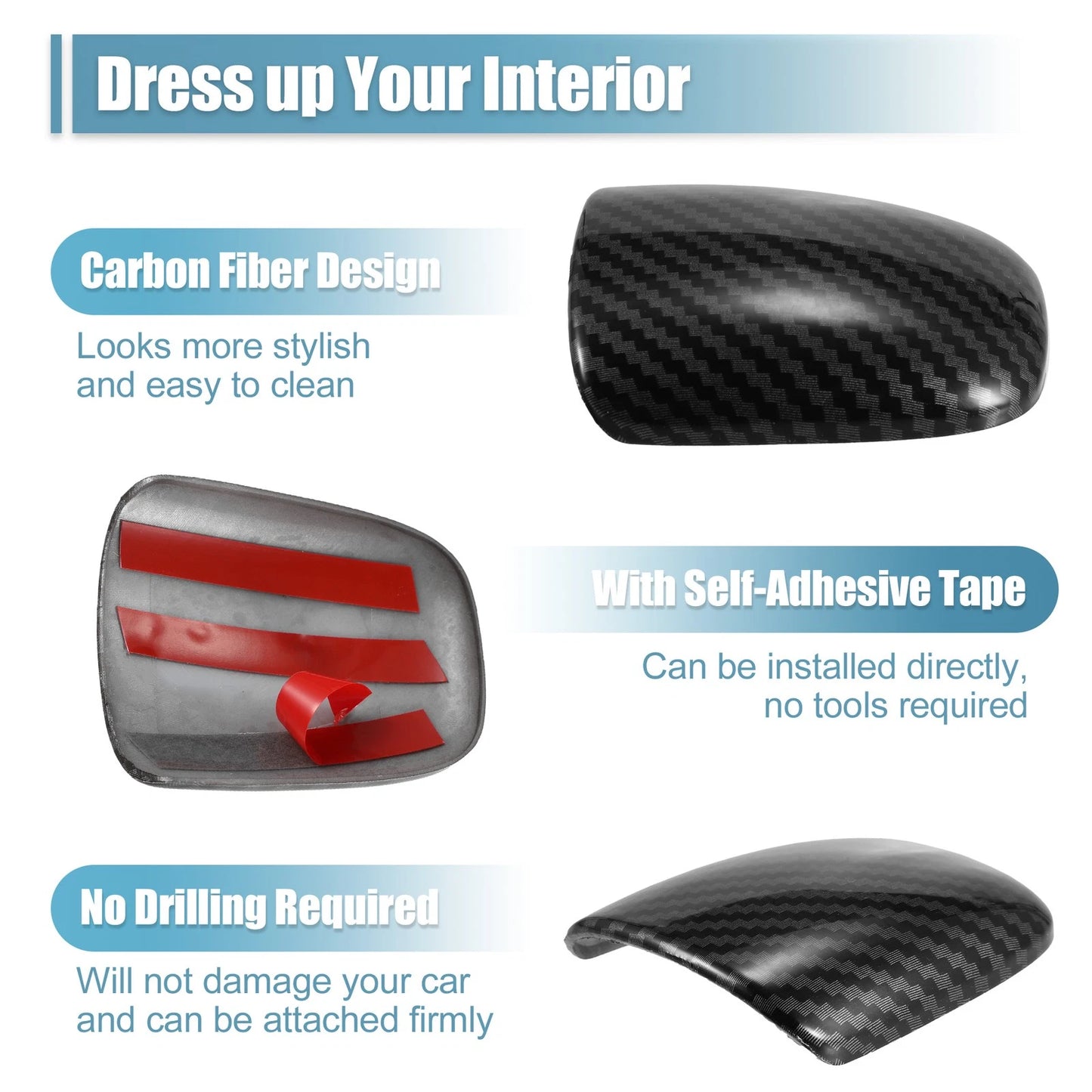 Gear Shift Knob Cover Trim Carbon Fiber Pattern for Dodge Challenger Charger