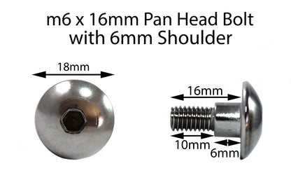 10x Black Aluminum Fairing Bolt m6 x16mm 6mm ShoulderStep Motorcycle Screw
