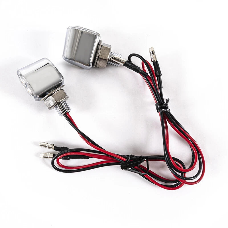2 x Chrome Mini LED Motorcycle Turn Signal Lights for Universal Models