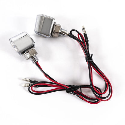 2 x Chrome Mini LED Motorcycle Turn Signal Lights for Universal Models