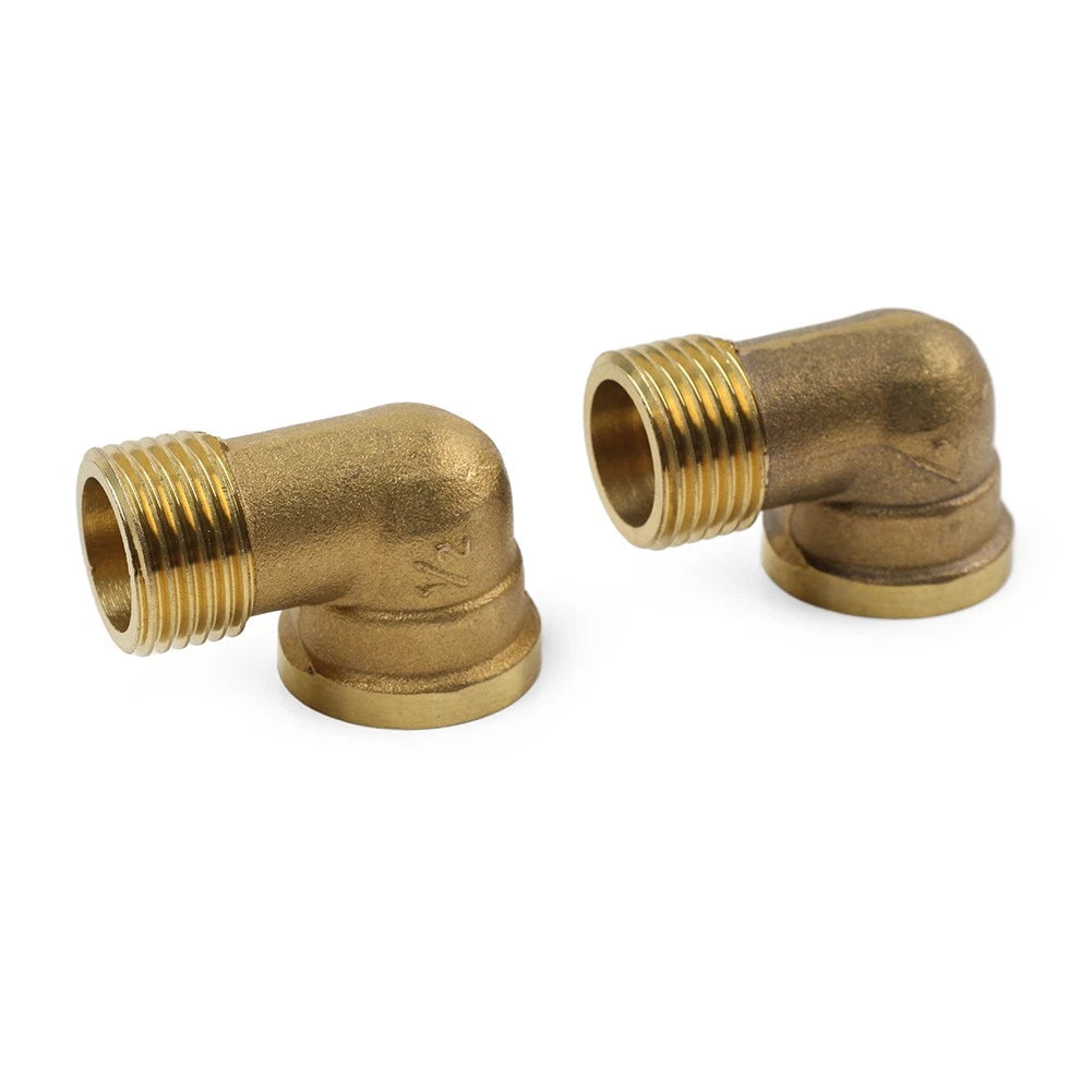 2 x Brass Hose Fitting 90 Degree Elbow G1/2 Male x G1/2 Female for Various Models