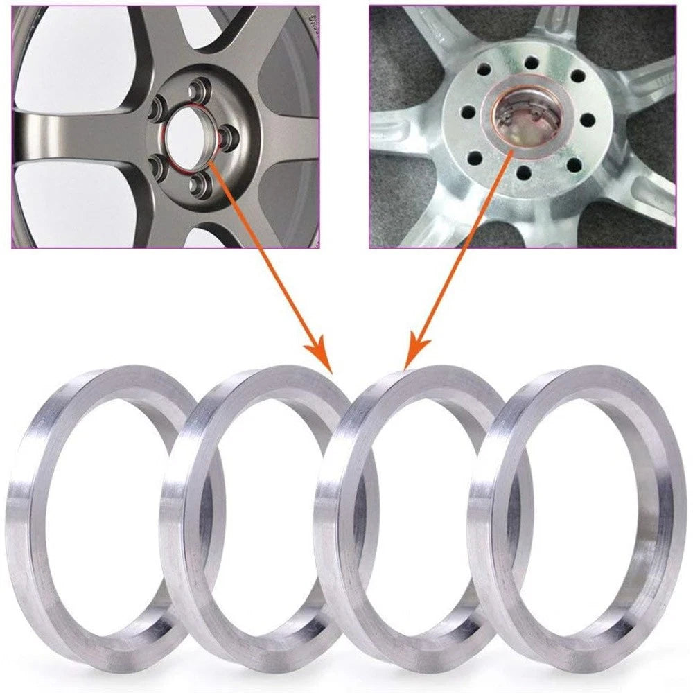 4 x 72.6mm to 56.1mm Aluminium Alloy Hub Centric Rings for Car Wheel Spacer