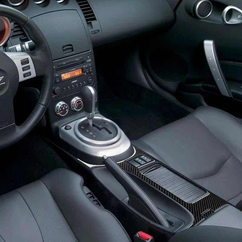 5pcs Carbon Fiber Center Console Gear Shift Cover Trim fit for 03-08 Nissan 350Z