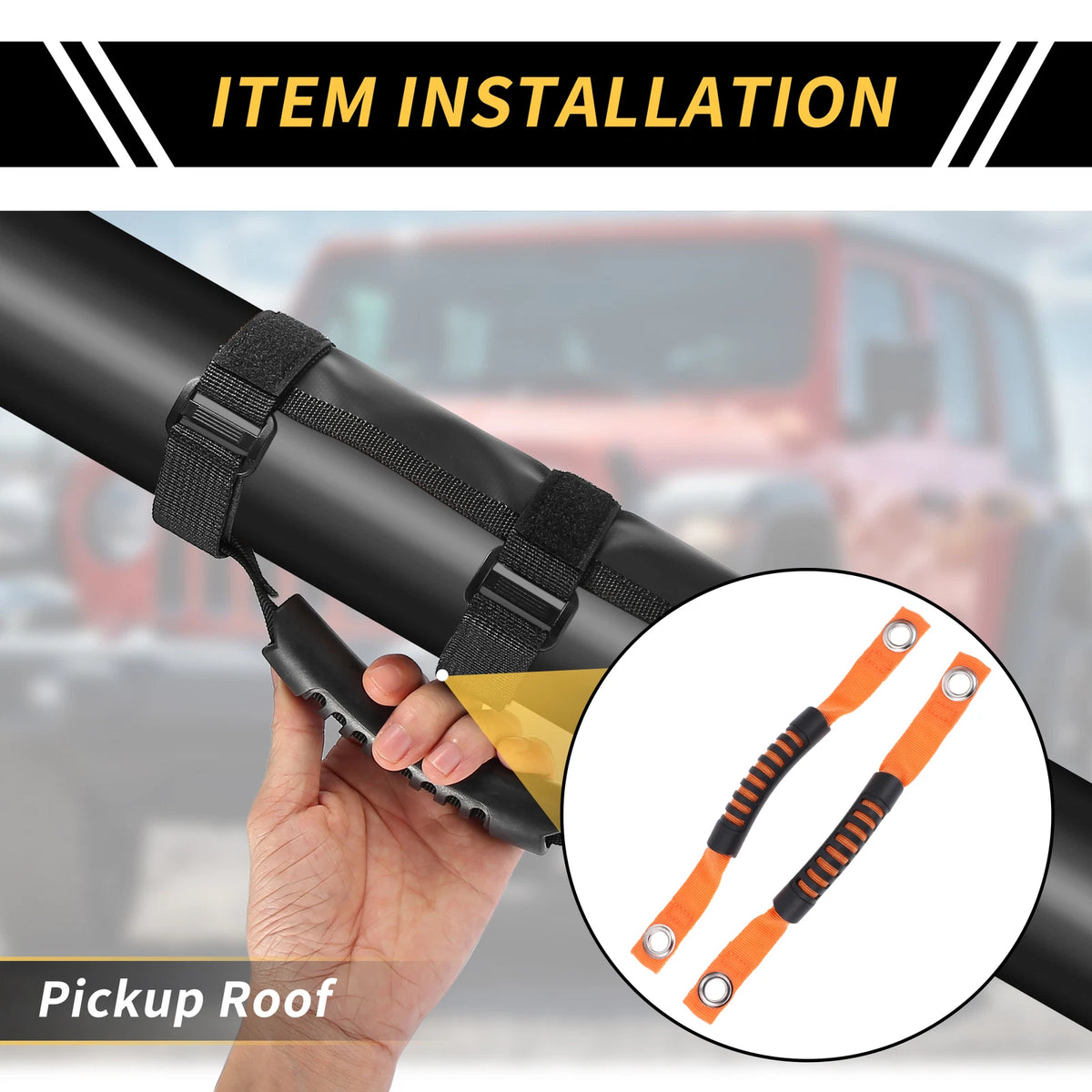 Roll Bar Grab Handles for Jeep Wrangler Roof Rope Handle Orange