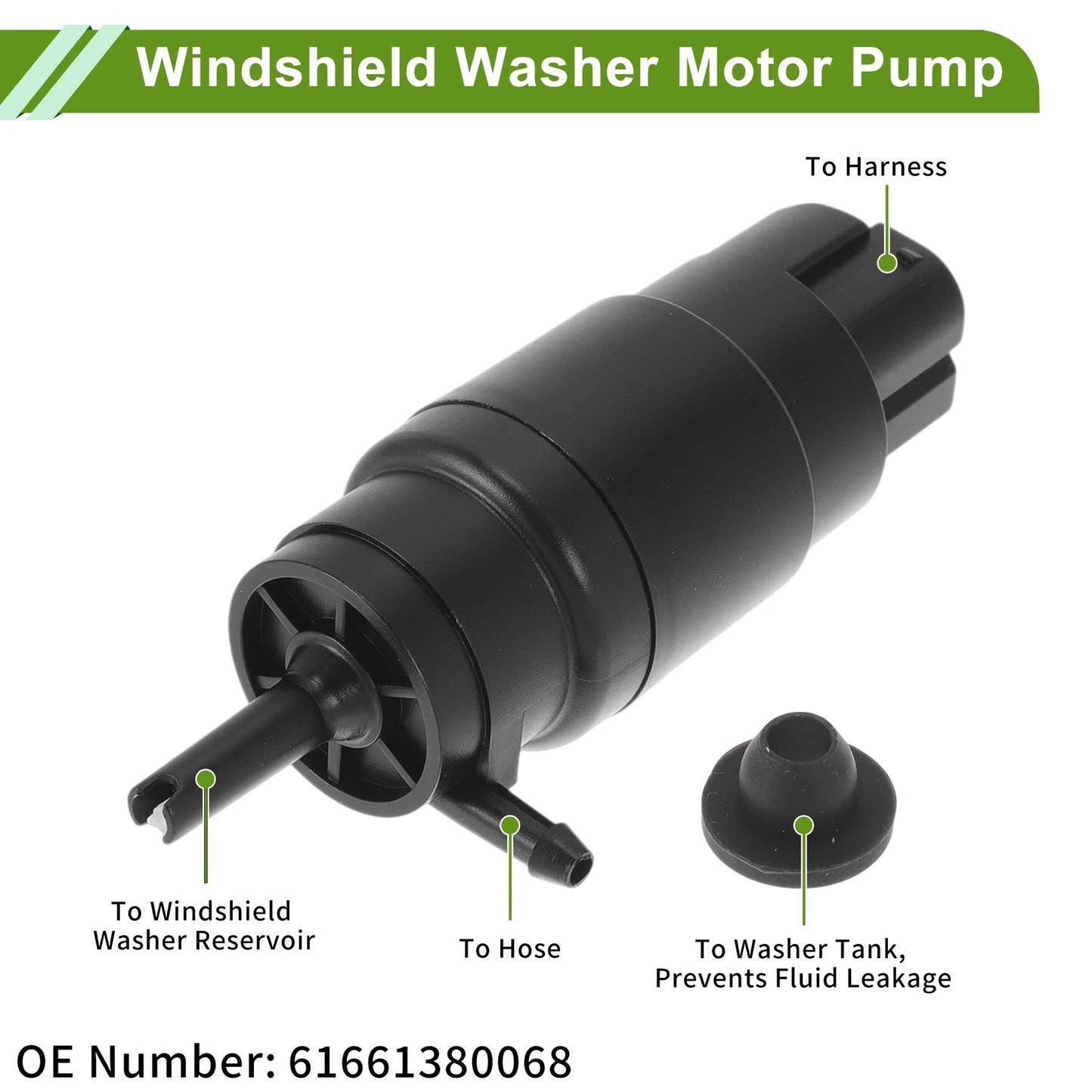 Windshield Washer Pump w/Grommet for BMW E36 (1992-1999)