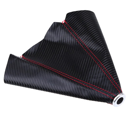 Black Real Leather Red Stitch Gear Shift Knob Boot Cover