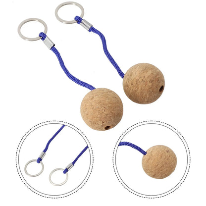 Floating Cork Ball Key Ring for Boat/Kayak - 2 Pcs Buoyant Rope