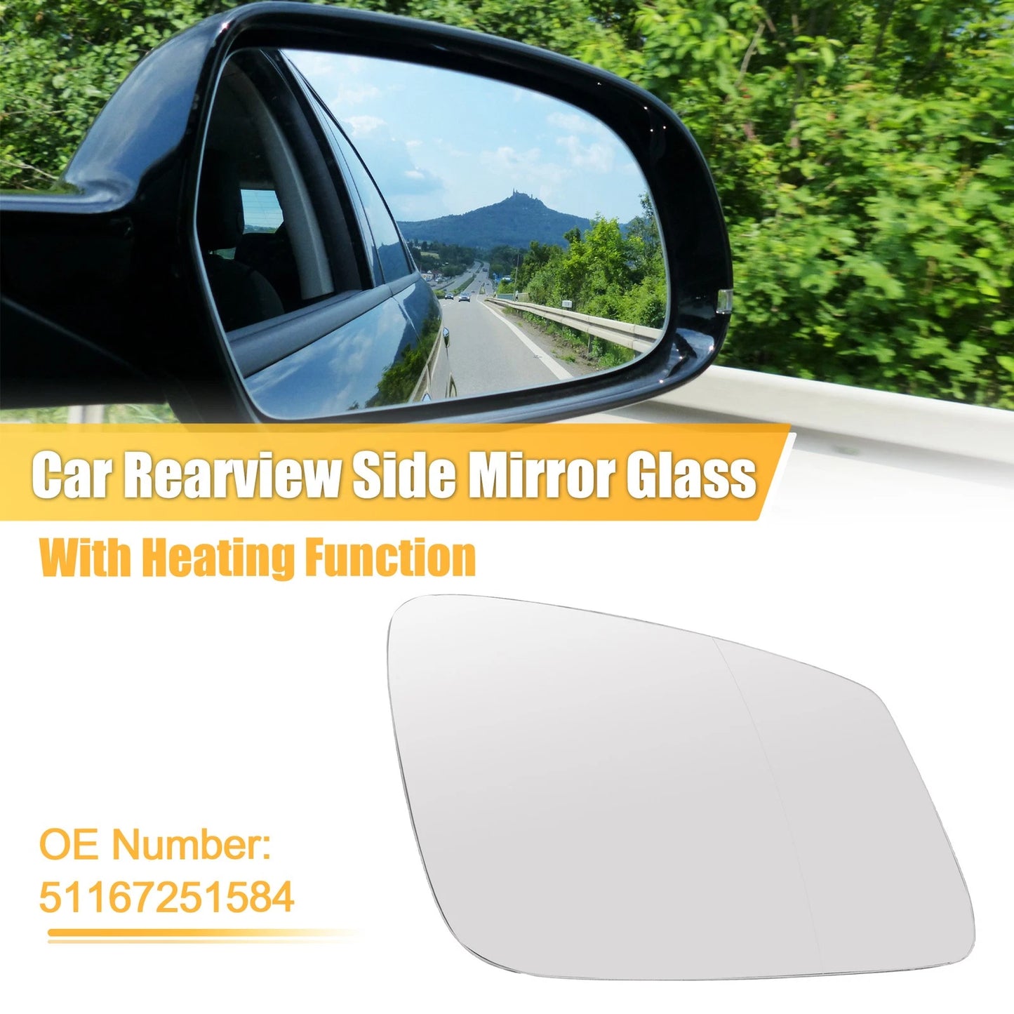 Right Side Heated Mirror Glass for BMW 5 Series (2011-2017)