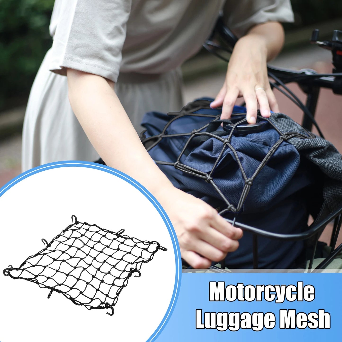 50x50cm Motorcycle Cargo Net Luggage Thicken Netting with Hook for ATV Black