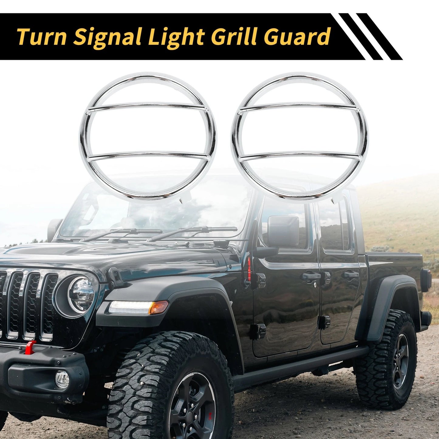 Turn Signal Light Grill Guard Protector Caps for Jeep Wrangler (2007-2017)