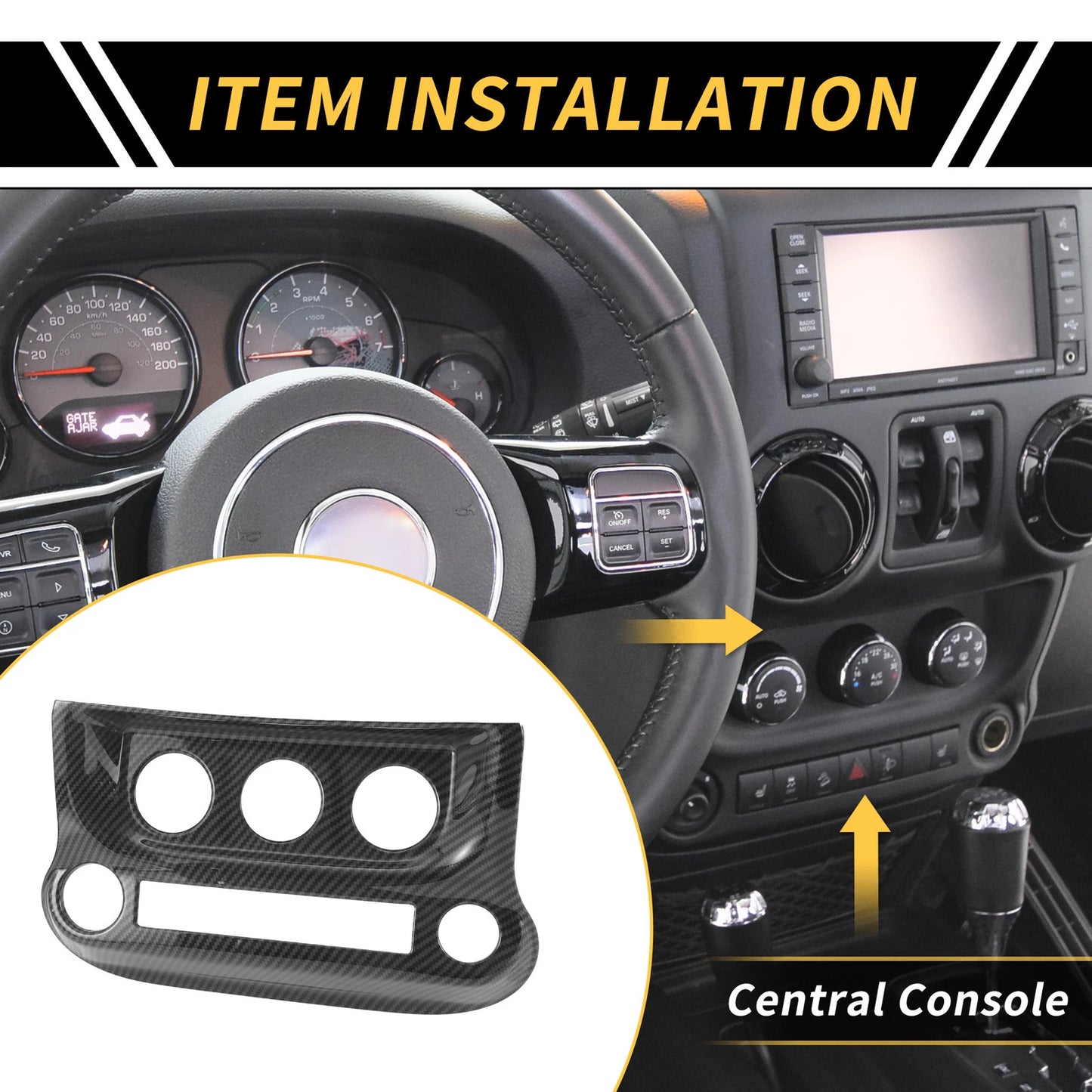 AC Switch Button Control Cover Trim for Jeep Wrangler JK JKU (2011-2017)