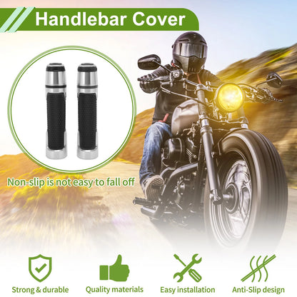 7/8" / 22mm / Hand Grips Rubber Silver Tone Rhombus for Motorcycle