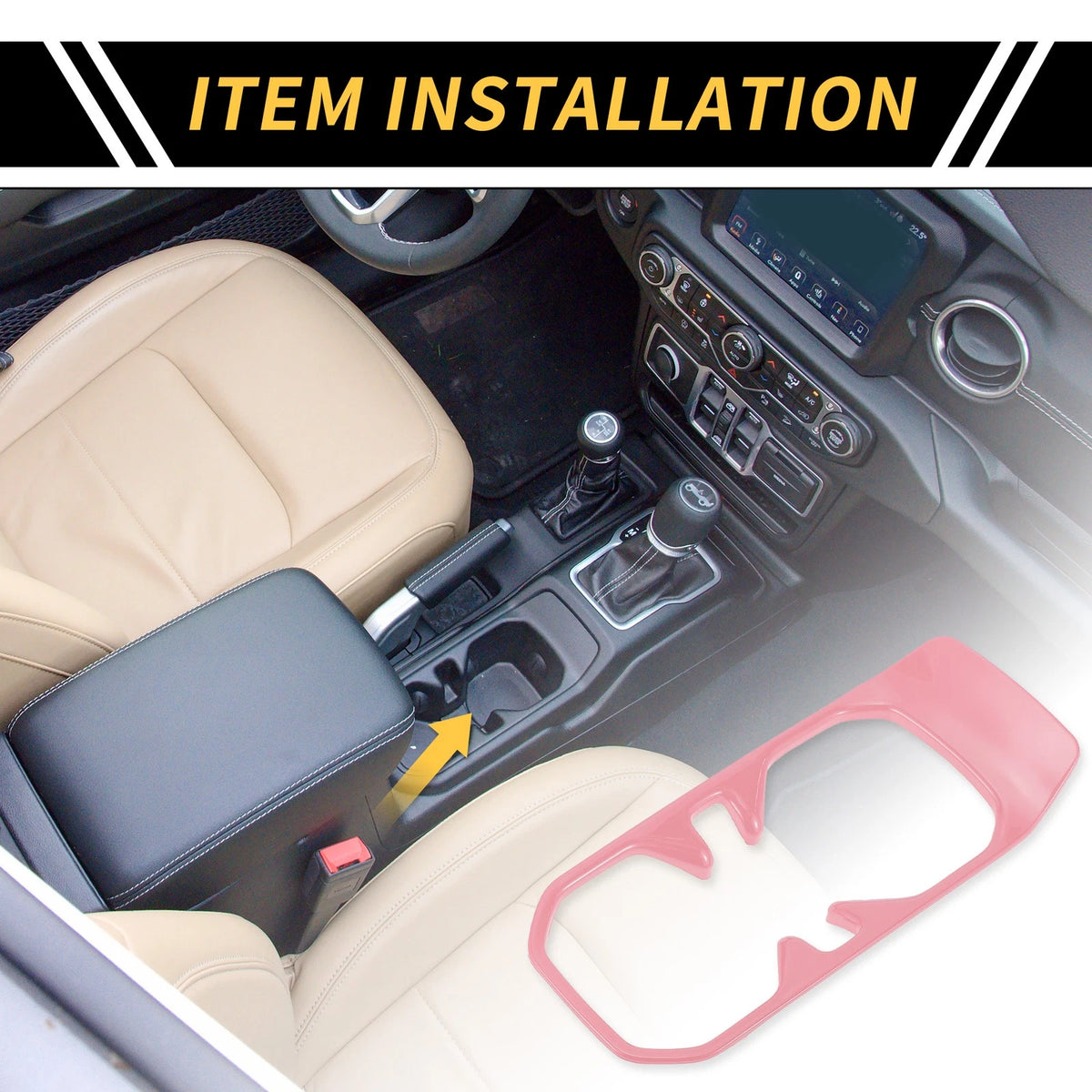 Cup Holder Cover Trim for Jeep Wrangler JL JLU (2018-2024) Pink 1 Pc
