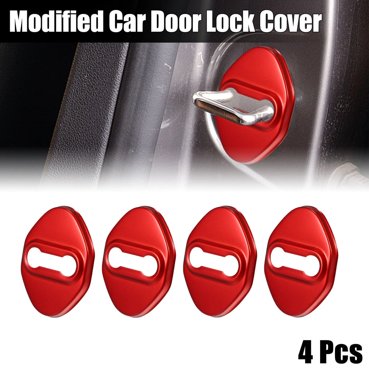 4 x Car Door Lock Latch Covers for Ford Focus (2019-2021) - Red Protector Caps